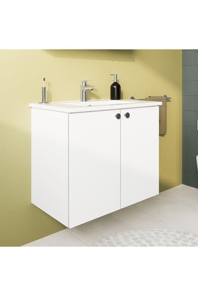 VitrA Shift T20 Lavabo Dolabı 81008, 80 cm, Parlak Beyaz, Lavabolu, Çift Kapaklı, Yavaş Kapanır