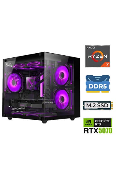 Xaser Elite X190 Ryzen 7 7800X3D 16GB DDR5 Ram 1TB M.2 NVMe SSD 12GB RTX5070 Sıvı Soğutmalı Masaüstü