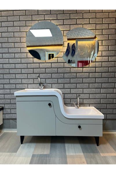 ADNAN MOBİLYA Abdest Lavabosu Z Lavab Çucuk Yaşlı Engelli Lavabo sağ çukur 115 cm