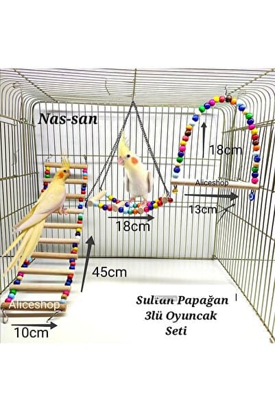 Alice Sultan Papağanı Ve Boyutundaki Kuşlar Için 3lü Oyuncak Seti