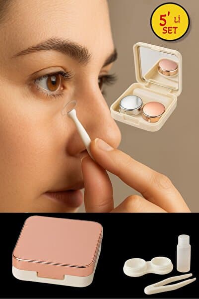 TOYFEST Rose Renkli Taşınabilir Fonksiyonel Seyahat İçin Koruyucu Mini Hijyenik Kontakt Lens Saklama Kutusu