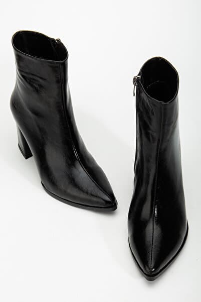 LEMUES SHOES Kadın Kısa Yandan Fermuarlı Topuklu Siyah Ayakkabı
