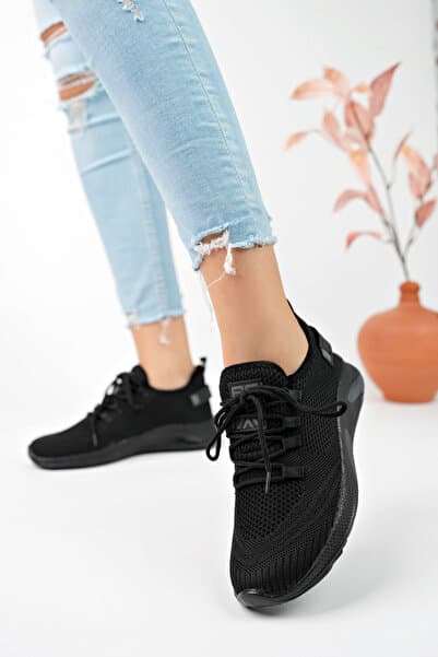 eformoda by emre yılmaz Siyah Unisex Triko Sneaker Rahat Hava Alabilen Kokusuz Spor Ayakkabı 4555