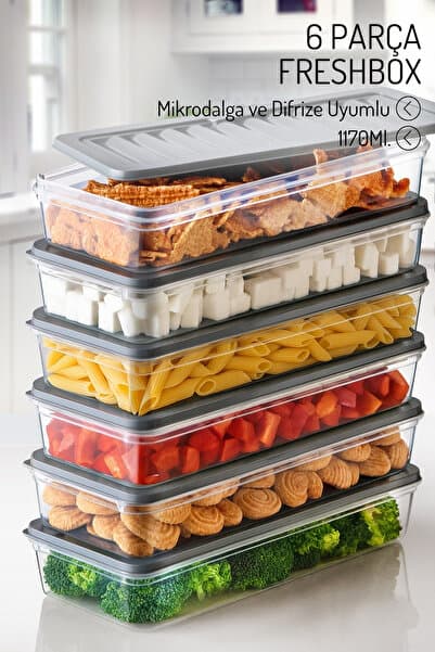 Nandy Home 6 Adet 1170Ml. Freshbox Saklama Kabı Seti - Mikrodalga ve Difrize Uyumlu