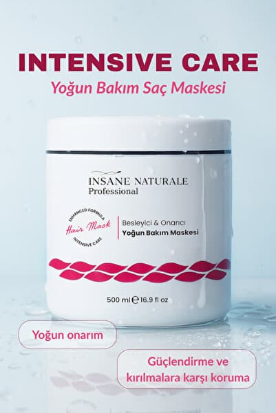 Insane Naturale Yıpranmış Saçlar İçin Keratin ve Doğal Yağlar İçeren Yoğun Bakım Maskesi, Saç Kremi 500 ml