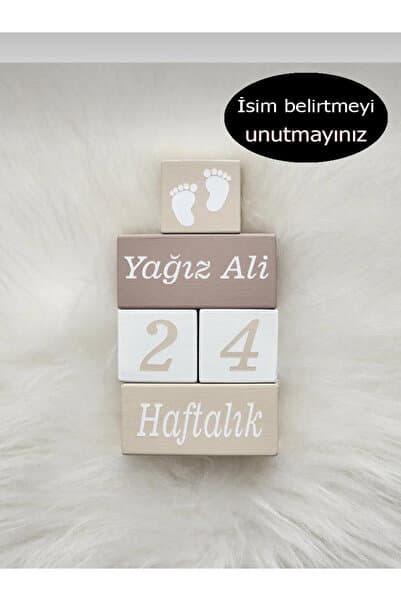 Yoyowoods Isim Anı Küpü-dekor Oyuncak(Yulaf -Bej)