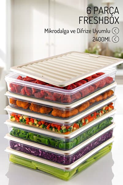 Nandy Home 6 Adet 2400Ml. Freshbox Saklama Kabı Seti - Mikrodalga ve Difrize Uyumlu