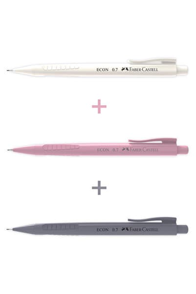 Faber Castell 3'lü Econ Versatil Mekanik Kalem,0.7, Ergonomik Tasarım KARMA RENK GÖNDERİLİR