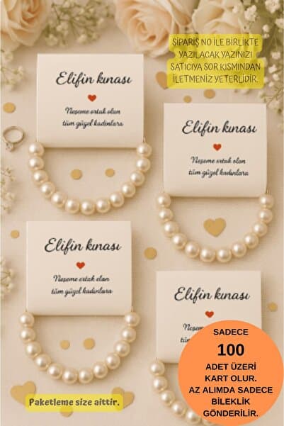 Emtory Home 10 Adet İnci Bileklik - Kına Hediyesi - Nişan Hediyesi - Bride Hediyesi - Lastiklidir.