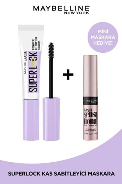Maybelline New York Maybelline Super Lock Kaş Sabitleyici Maskara & Lash Sensational Intense Black Mini Maskara