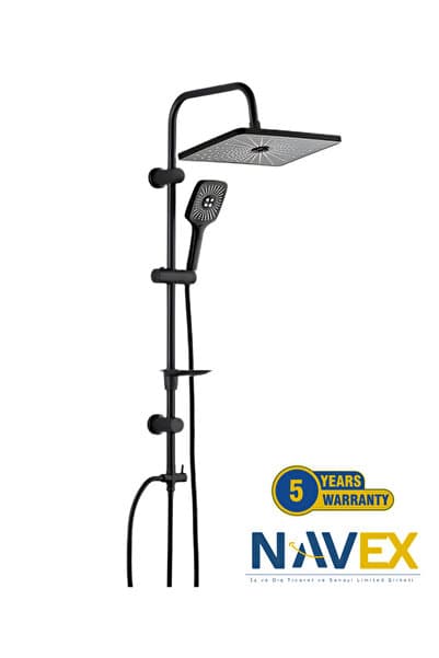 Black Kolonlu Siyah Tepe Duş Seti 5 Yıl Garantili