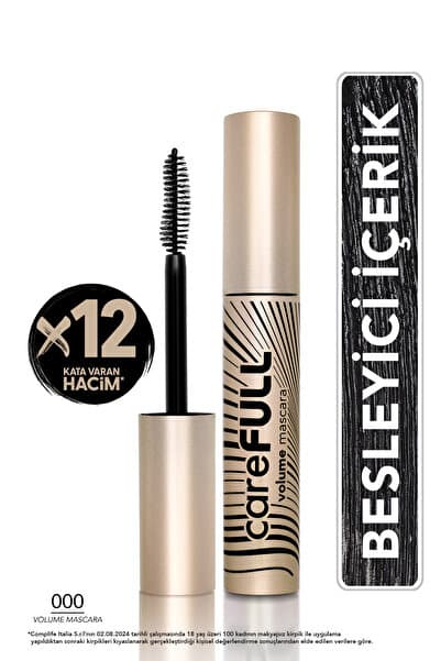 Flormar Hacim Veren Besleyici Maskara (SİYAH) - Carefull Volume - 000 Black - 8682536084093