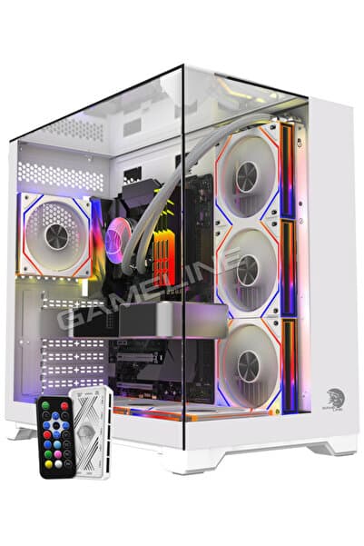 GAMELİNE CARISMA 7x ARGB Kumandalı Fan TOPGLASS USB 3.0 Gaming Bilgisayar Kasası Beyaz