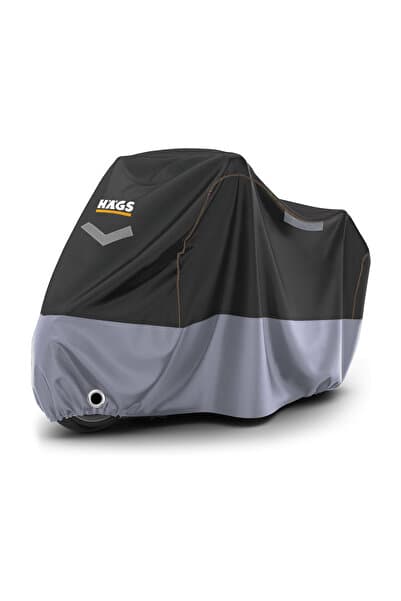 HAEGS Motosiklet Brandası, Motor Kılıfı, Örtüsü Motor Scooter Brandası (L:220x95x125cm)-Siyah-Gri