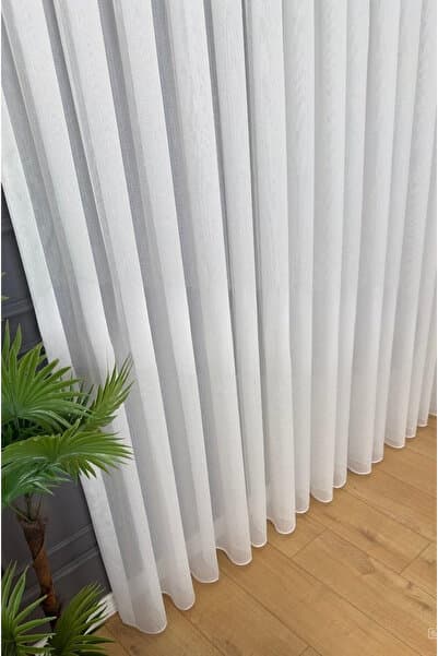 PAŞAMANLAR İpek Soft Bambu Şantuklu Ağır Gramajlı 1/3 Sık Pileli Tül Perde
