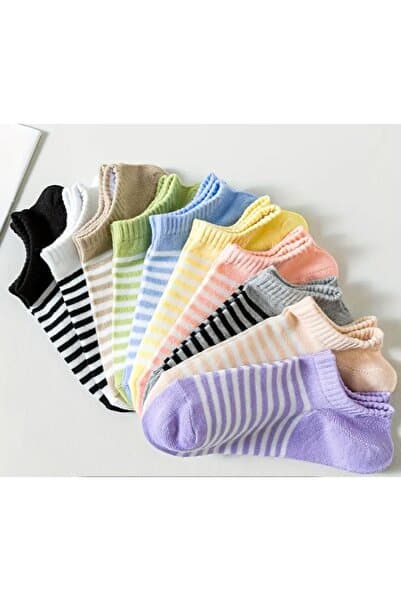 H&N Socks 10 Çift Ekonomik Paket Çemberli Kadın Kısa Patik Çorap