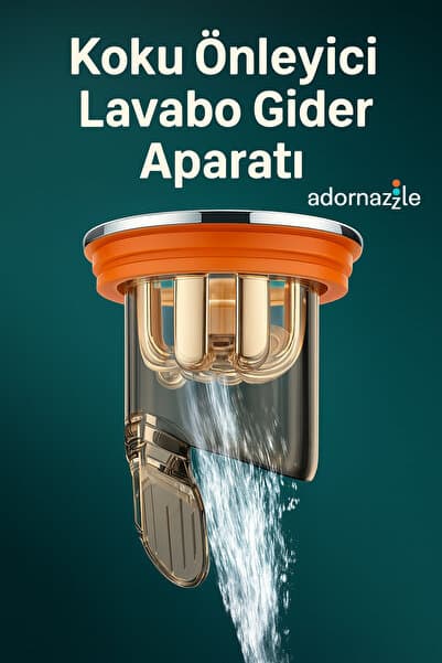 adornazzle Koku ve Böcek Önleyici Lavabo Gider Aparatı, Lavabo ve Duş Gideri Koku Önleyici Çek Valf