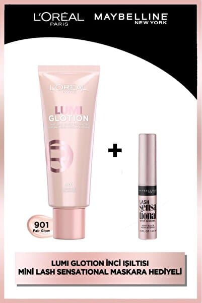 Glotion All-in-one Doğal Işıltı 901 - Fair Glow 40 ml, Aydınlatıcı & Mini Lash Sensational Maskara