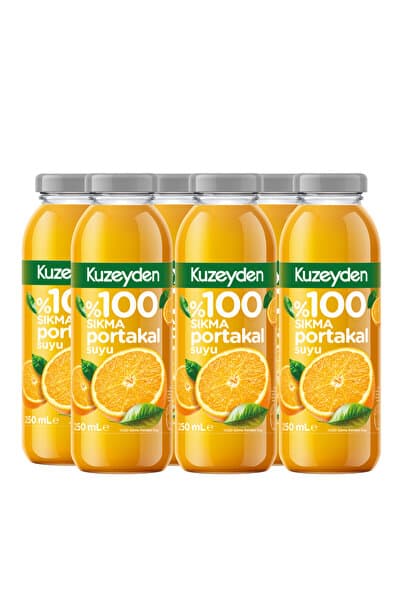 KUZEYDEN %100 Sıkma Portakal Suyu | 6x250ml | İlave şeker, katkı ve koruyucu madde içermez | 6 Adet