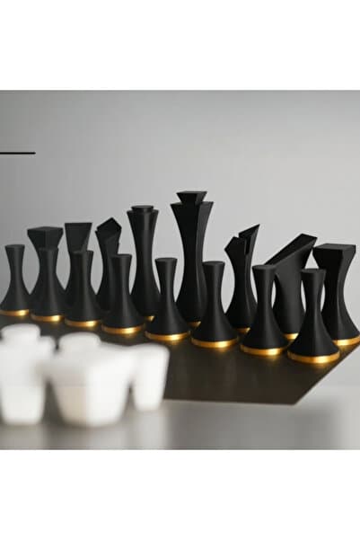 Genel Markalar Modern Minimalist Tasarım Satranç Taşları Seti | 3D Baskı | PLA Malzeme | Tam İki Takım