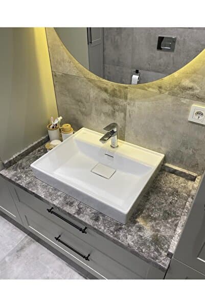 TURKUAZ Cerastyle Etajer Uyumlu Sharp Damlalıklı Lavabo 48 X 48 Cm