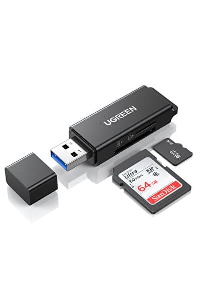 Ugreen USB 3.0 SD ve Micro SD Kart Okuyucu, Siyah, 40752