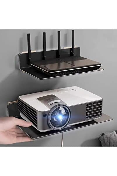 Venon L Beden 30 Cm x 20 Cm Projeksiyon Rafı WİFİ Duvar Askılık Router ve Tv Kutusu DUVARA MONTAJLI SİYAH