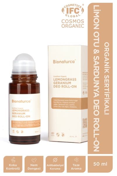 BIONATURCA Organik Sertifikalı Limon Otu & Sardunya Deo Roll-on 50 ml
