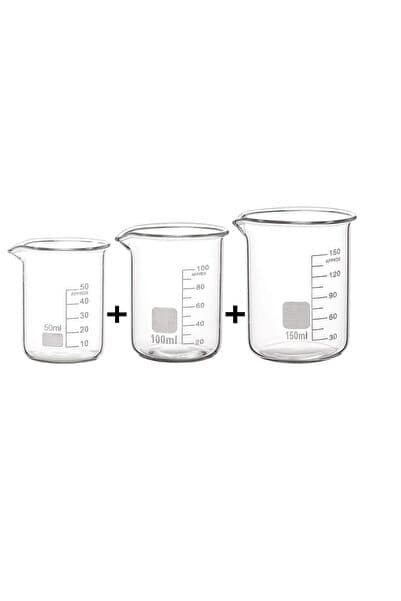 Genel Markalar Cam Beher Ölçü Kabı 3'lü Set 1 Adet 150ml, 1 Adet 100ml, 1 Adet 50ml
