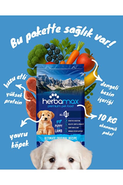 Yüksek Hayvansal Protein Sayesinde Gelişim Destekleyici - Kuzu Etli Yavru Köpek Maması 10kg