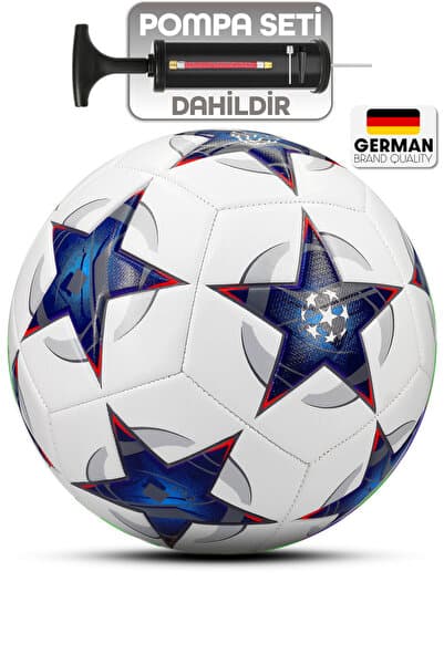 Telvesse Profesyonel Futbol Topu 2025 Şampiyonlar Ligi Pompalı Sert Zemin Halı Saha Futbol Topu No:5 Mavi