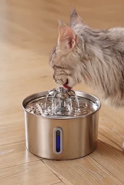 Su Seviyesi Göstergeli 2.2 L Paslanmaz Çelik Kedi Köpek Için Su Pınarı Su Çeşmesi Su Sebili Bp02