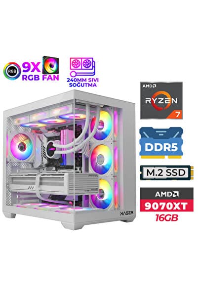 Xaser SovaX90 Ryzen 7 7800X3D 32GB DDR5 Ram 1TB M.2 NVMe SSD 16GB RX9070 XT Sıvı Soğutmalı Masaüstü