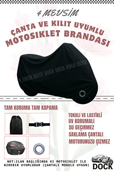 Dock Benelli 125-S ÇANTA VE KİLİT UYUMLU SİYAH MOTOSİKLET BRANDASI (GÜNEŞ-SU GEÇİRMEZ)