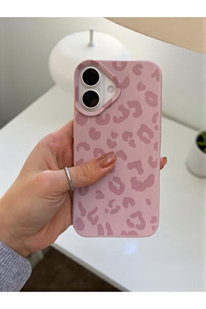KVK PRİVACY iPhone 16 Uyumlu Pembe Leopar Desenli İnce Yumuşak Silikon Kılıf