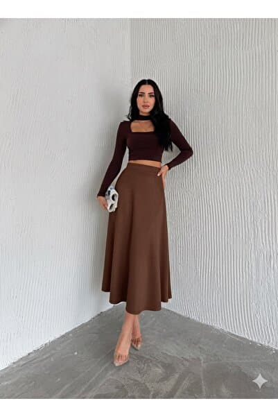 MİSPİER Süet Kloş Etek