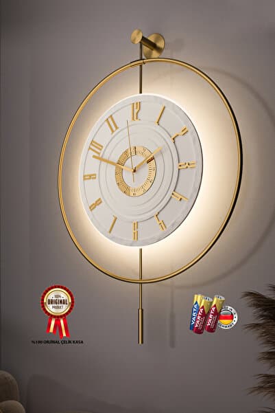 MetaQuartz Aksesuar Led’li Gold 7-24 Kristal - Büyük Boy (50X75CM)-(3 ADET PİL HEDİYE) Dekoratif MetalDuvar Saati