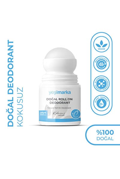 yeşilmarka %100 Doğal Roll On Deodorant Alüminyumsuz - Kokusuz - Alkolsüz- Parfümsüz - Ter Kokusu Önleyici