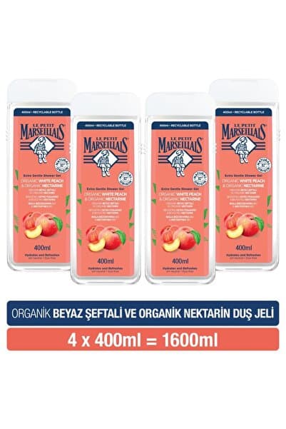 Le Petit Marseillais Organik Beyaz Şeftali & Nektarin Duş Jeli 400 ml x4