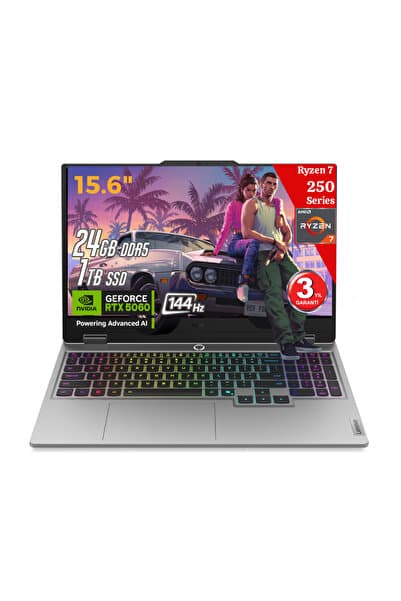 LENOVO LOQ 15AHP10 AI AMD Ryzen7 250 24GB 1TB RTX5060 15.6FHD IPS 144Hz FreeDos 83JG006FTR Gaming Laptop