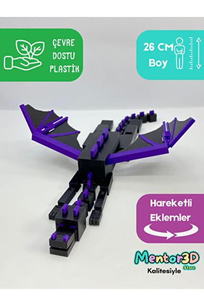 Mentor 3D Store Minecraft Ender Dragon Figürü Ejderha 26 Cm Oyuncak