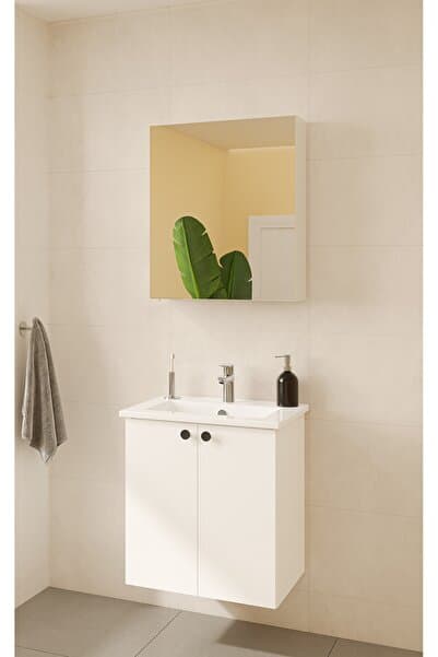 VitrA Shift T20 Banyo Dolabı Seti 60 cm – Lavabolu ve Ayna Dolaplı – Parlak Beyaz