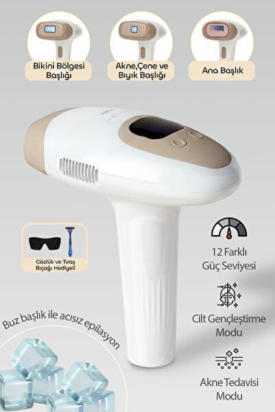 Ipl Buz Lazer Epilasyon Aleti Tüy Alma Cihazı, 12 Kademeli, 999.900 Atım Otomatik Ve Manuel