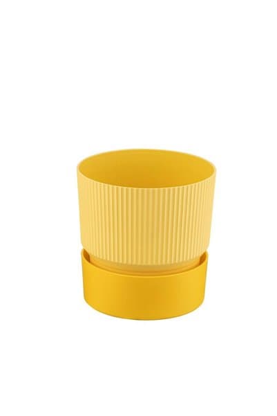bahçe market Çizgi Desenli Saksı Tabaklı Sarı 2 Lt 150*150 Mm