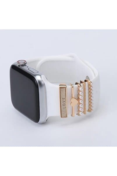 Forsis Aksesuar Apple Watch Uyumlu Akıllı Saat Kordon Süsü Gold Love Charm Kayış Aksesuarı - 38 40 41 42 44 45 49 mm