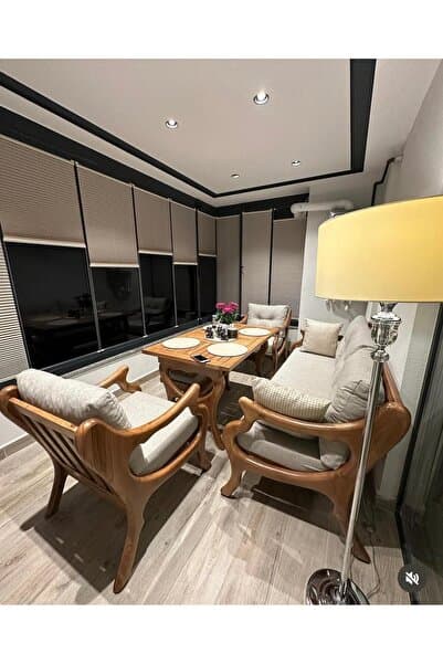 larissa design 7 KİŞİLİK BALKON TAKIMI KESTANE AĞACI