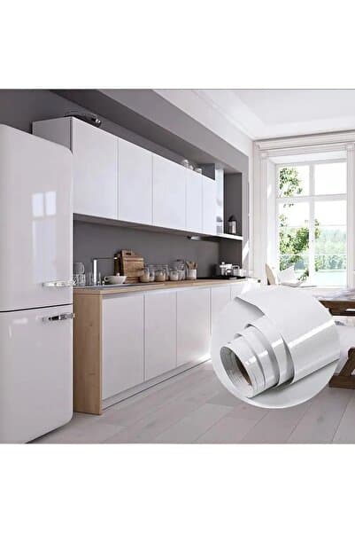 Armut Folyo Parlak Beyaz 50x100 Yapışkanlı Folyo Mutfak Dolap Ve Mobilya Kaplama Folyosu