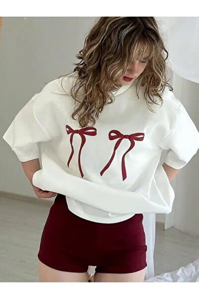 one button Unisex Kurdele Bordo Renkli Özel Baskılı Basic Bisiklet Yaka Regular T-shirt %100 Pamuk