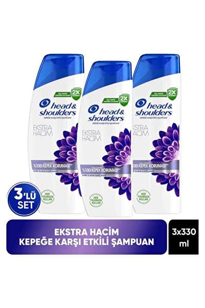 Head & Shoulders Ekstra Hacim Kepek Karşıtı 330ML Günlük Kullanım Şampuan x 3 Adet