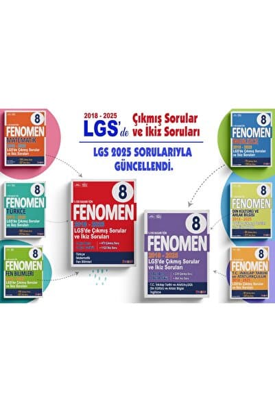 Fenomen Yayıncılık FENOMEN 8 LGS ÇIKMIŞ SORULAR VE İKİZ SORULARI SETİ 6 KİTAP 2018 2025